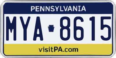 PA license plate MYA8615