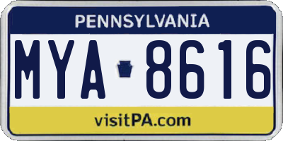 PA license plate MYA8616