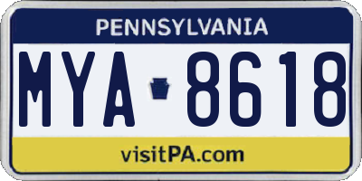 PA license plate MYA8618