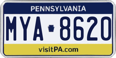 PA license plate MYA8620