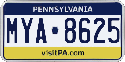 PA license plate MYA8625