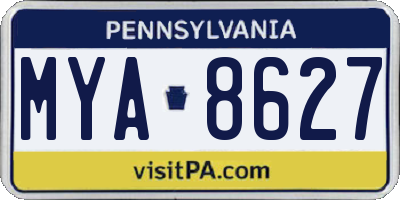 PA license plate MYA8627