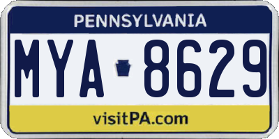 PA license plate MYA8629