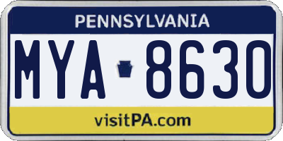 PA license plate MYA8630