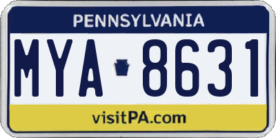 PA license plate MYA8631