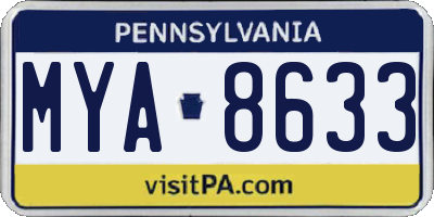 PA license plate MYA8633