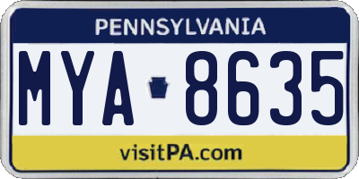PA license plate MYA8635