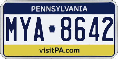 PA license plate MYA8642