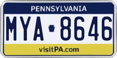 PA license plate MYA8646