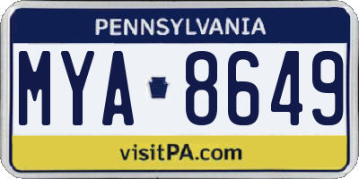 PA license plate MYA8649