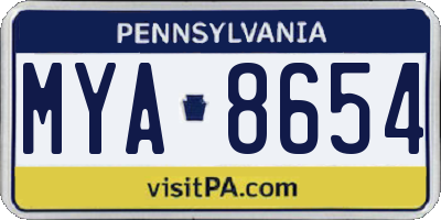 PA license plate MYA8654