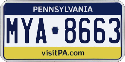 PA license plate MYA8663