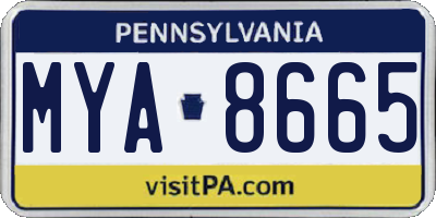 PA license plate MYA8665