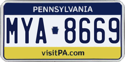 PA license plate MYA8669
