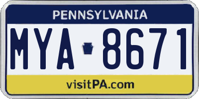 PA license plate MYA8671