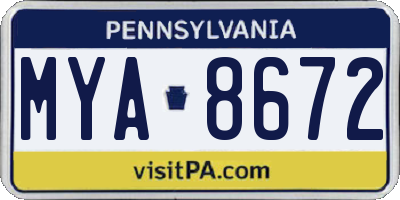 PA license plate MYA8672