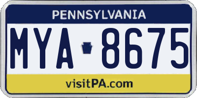 PA license plate MYA8675