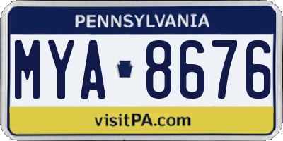 PA license plate MYA8676