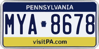 PA license plate MYA8678