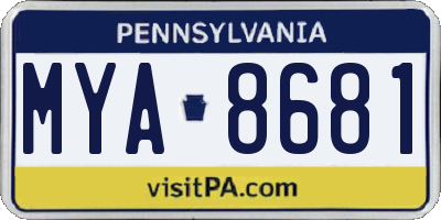 PA license plate MYA8681