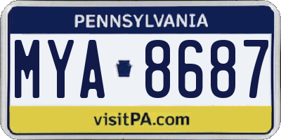 PA license plate MYA8687