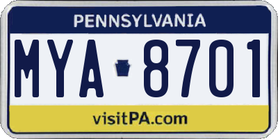PA license plate MYA8701