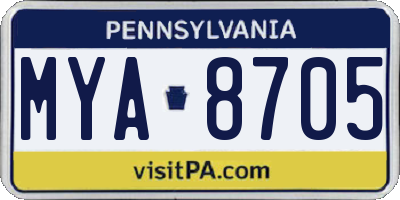 PA license plate MYA8705