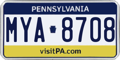 PA license plate MYA8708