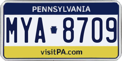 PA license plate MYA8709
