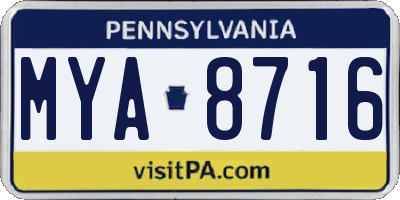 PA license plate MYA8716