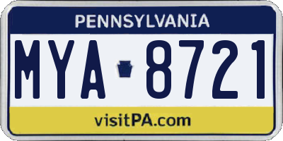 PA license plate MYA8721