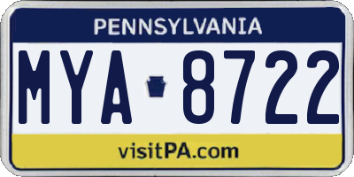 PA license plate MYA8722