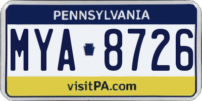 PA license plate MYA8726