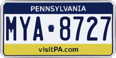 PA license plate MYA8727