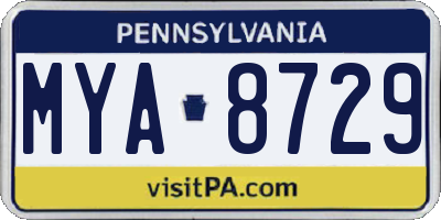 PA license plate MYA8729