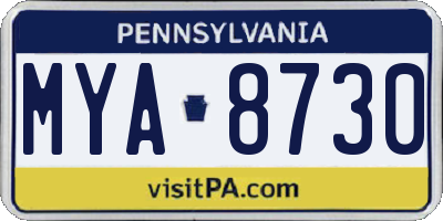 PA license plate MYA8730