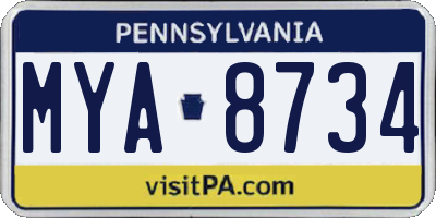 PA license plate MYA8734