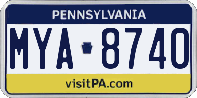PA license plate MYA8740