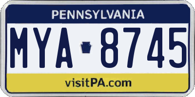 PA license plate MYA8745