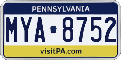 PA license plate MYA8752