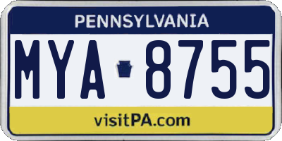 PA license plate MYA8755