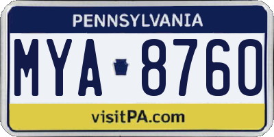 PA license plate MYA8760