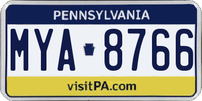 PA license plate MYA8766
