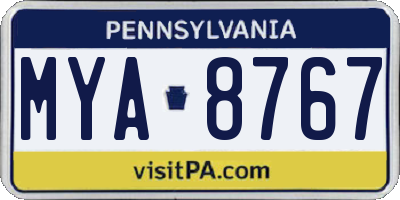 PA license plate MYA8767