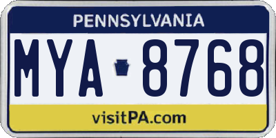 PA license plate MYA8768