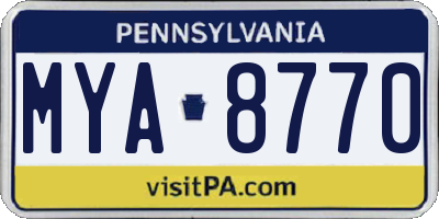 PA license plate MYA8770