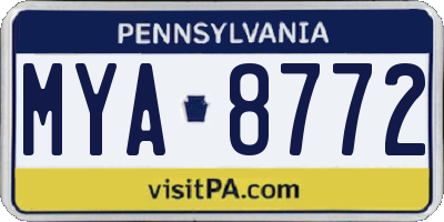 PA license plate MYA8772