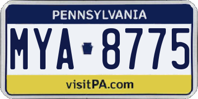 PA license plate MYA8775
