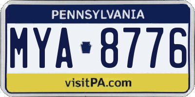 PA license plate MYA8776