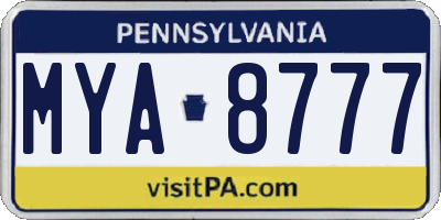 PA license plate MYA8777